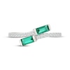 Thumbnail Image 4 of Baguette-Cut Lab-Created Emerald & White Lab-Created Sapphire Bypass Ring Sterling Silver