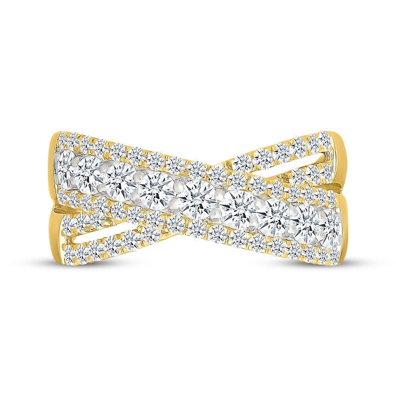 Main Image 4 of KAY Lab-Grown Diamonds Crossover Fashion Ring 1 ct tw 10K Yellow Gold