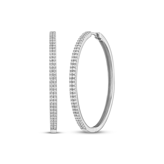 KAY Lab-Grown Diamonds Two-Row Pavé Hoop Earrings 1 ct tw Sterling Silver
