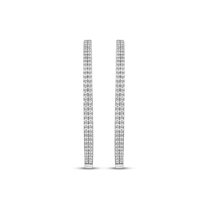 Main Image 2 of KAY Lab-Grown Diamonds Two-Row Pavé Hoop Earrings 1 ct tw Sterling Silver