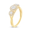 Thumbnail Image 2 of Adore Round-Cut Diamond Three-Stone Halo Engagement Ring 1/5 ct tw 10K Yellow Gold