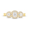 Thumbnail Image 3 of Adore Round-Cut Diamond Three-Stone Halo Engagement Ring 1/5 ct tw 10K Yellow Gold