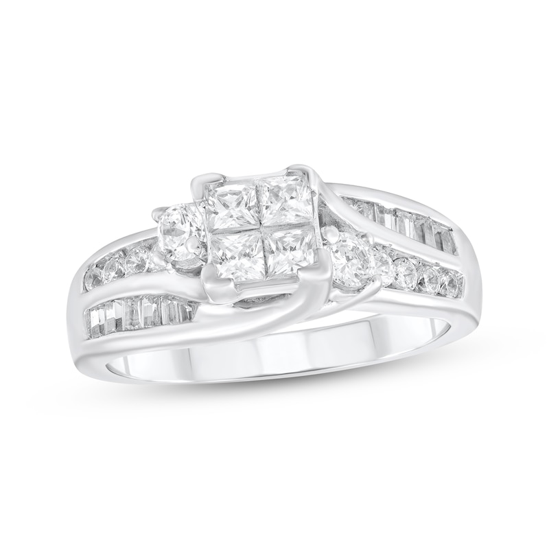 Main Image 1 of Adore Princess-Cut Quad Diamond Engagement Ring 3/4 ct tw 14K White Gold