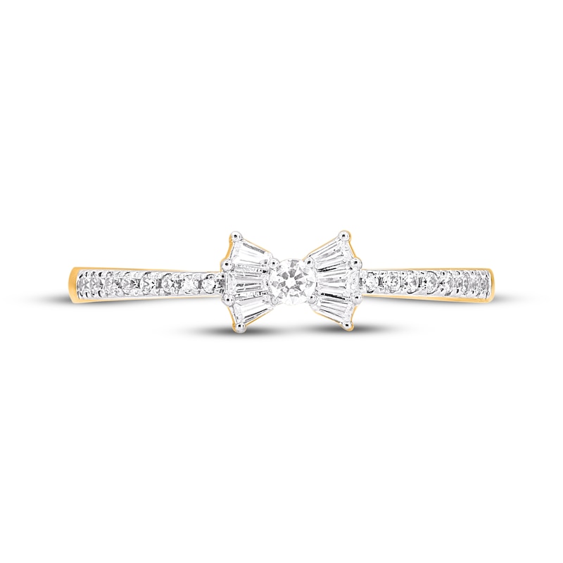 Main Image 3 of Baguette & Round-Cut Diamond Bowtie Fashion Ring 1/4 ct tw 14K Yellow Gold