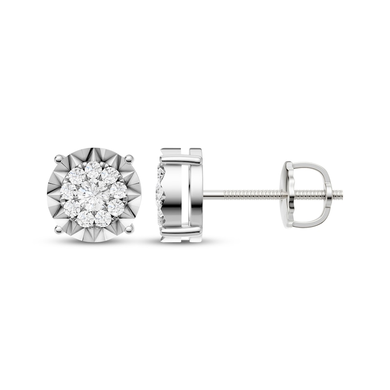 Main Image 3 of Men's Multi-Diamond Stud Earrings 1/4 ct tw Sterling Silver
