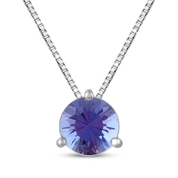 Lab-Created Alexandrite Solitaire Necklace Sterling Silver 18"