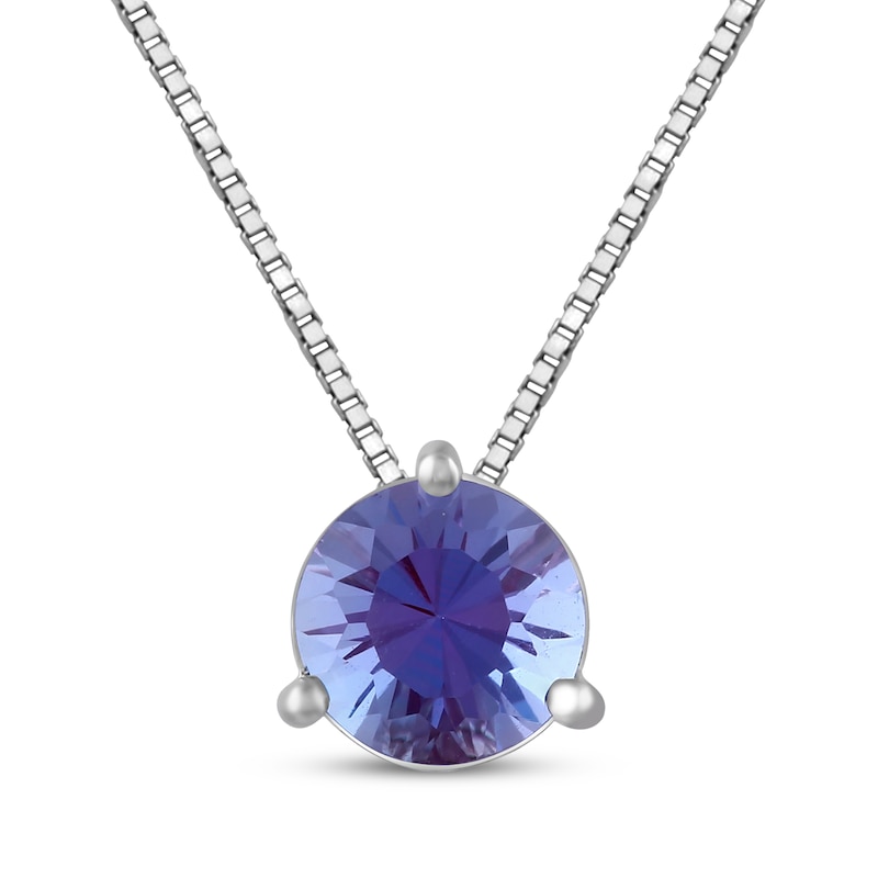 Main Image 1 of Lab-Created Alexandrite Solitaire Necklace Sterling Silver 18"