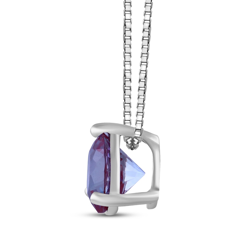 Main Image 2 of Lab-Created Alexandrite Solitaire Necklace Sterling Silver 18"