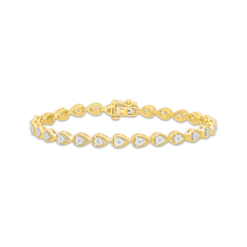 Main Image 1 of KAY Lab-Grown Diamonds Teardrop Link Bracelet 1/4 ct tw 24K Yellow Gold Vermeil Sterling Silver 7.25"