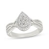Thumbnail Image 1 of Multi-Diamond Pear-Shaped Halo Fashion Ring 1/8 ct tw Sterling Silver