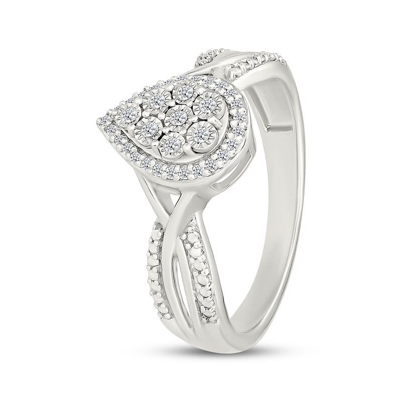 Main Image 2 of Multi-Diamond Pear-Shaped Halo Fashion Ring 1/8 ct tw Sterling Silver