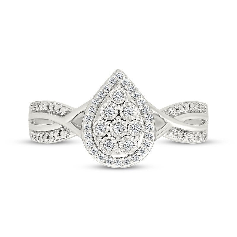 Main Image 4 of Multi-Diamond Pear-Shaped Halo Fashion Ring 1/8 ct tw Sterling Silver