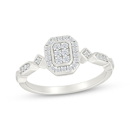 Multi-Diamond Geometric Shank Fashion Ring 1/5 ct tw Sterling Silver