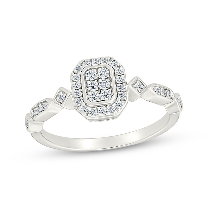 Main Image 1 of Multi-Diamond Geometric Shank Fashion Ring 1/5 ct tw Sterling Silver