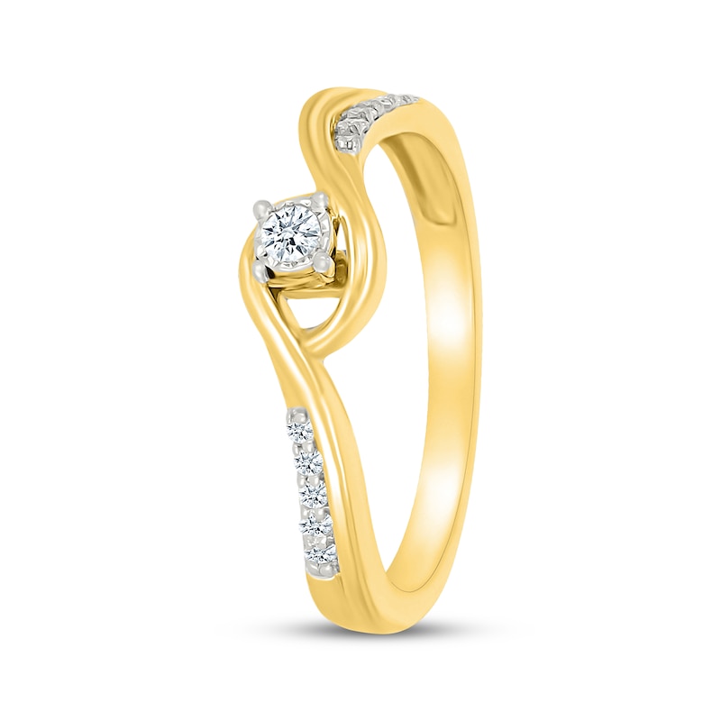 Main Image 2 of Diamond Bypass Promise Ring 1/10 ct tw 10K Yellow Gold