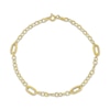 Thumbnail Image 1 of Paperclip Link & Textured Chain Bracelet Hollow 10K Yellow Gold 7.5"