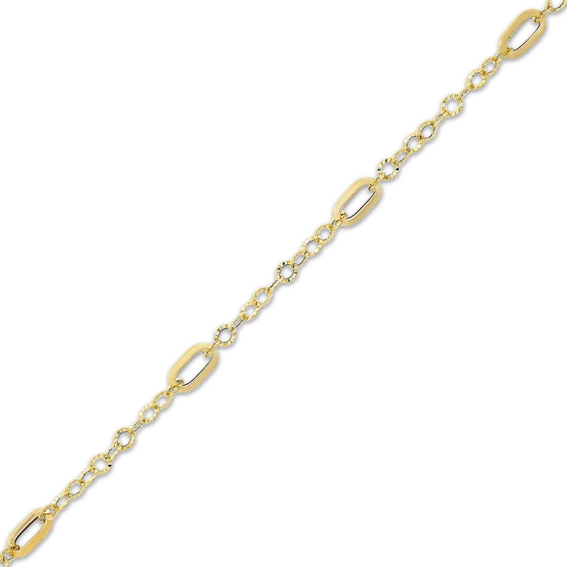 Main Image 2 of Paperclip Link & Textured Chain Bracelet Hollow 10K Yellow Gold 7.5"
