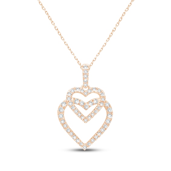 KAY Lab-Grown Diamonds Overlapping Double Heart Necklace 1/2 ct tw 14K Rose Gold 18"