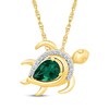 Thumbnail Image 1 of Pear-Shaped Lab-Created Emerald & White Lab-Created Sapphire Turtle Necklace 24K Yellow Gold Vermeil Sterling Silver 18"