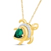 Thumbnail Image 2 of Pear-Shaped Lab-Created Emerald & White Lab-Created Sapphire Turtle Necklace 24K Yellow Gold Vermeil Sterling Silver 18"