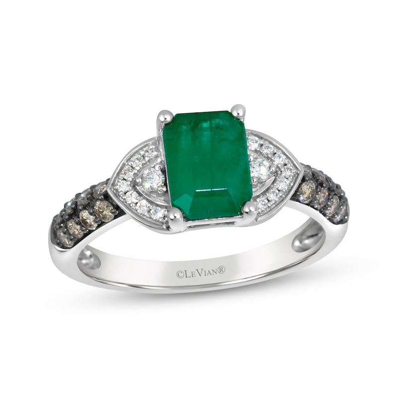 Main Image 1 of Le Vian Emerald-Cut Emerald Ring 1/3 ct tw Diamonds 14K Vanilla Gold