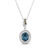 Thumbnail Image 1 of Le Vian Oval-Cut London Blue Topaz Halo Necklace 1/3 ct tw Diamonds 14K Vanilla Gold 20"