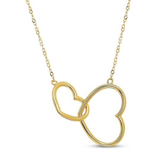 Linked Hearts Necklace 10K Yellow Gold 18"