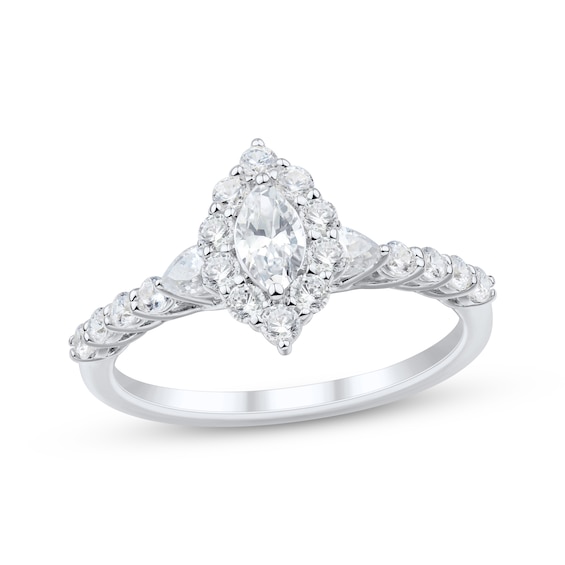 Adore Marquise-Cut Diamond Halo Engagement Ring 1 ct tw 14K White Gold