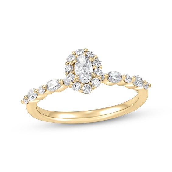 Adore Lab-Grown Diamonds Certified Oval-Cut Halo Engagement Ring 3/4 ct tw 14K Yellow Gold