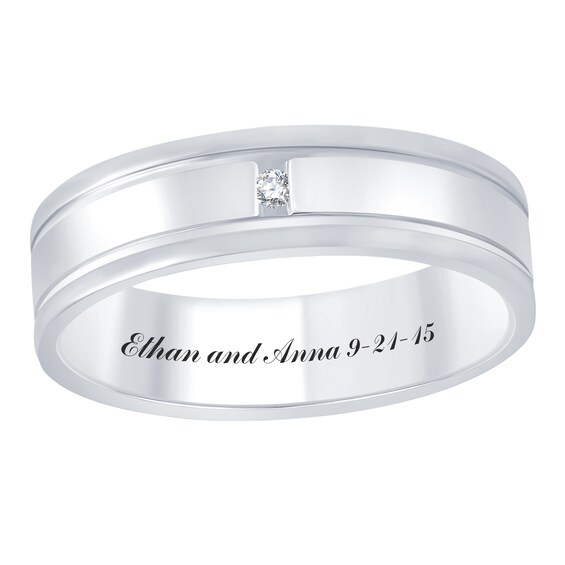 Engravable Double Groove Wedding Band (1 Line)