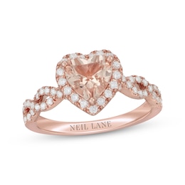 Neil Lane Heart-Shaped Morganite Engagement Ring 1/2 ct tw Diamonds 14K Rose Gold