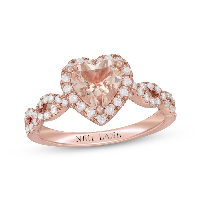 Main Image 1 of Neil Lane Heart-Shaped Morganite Engagement Ring 1/2 ct tw Diamonds 14K Rose Gold