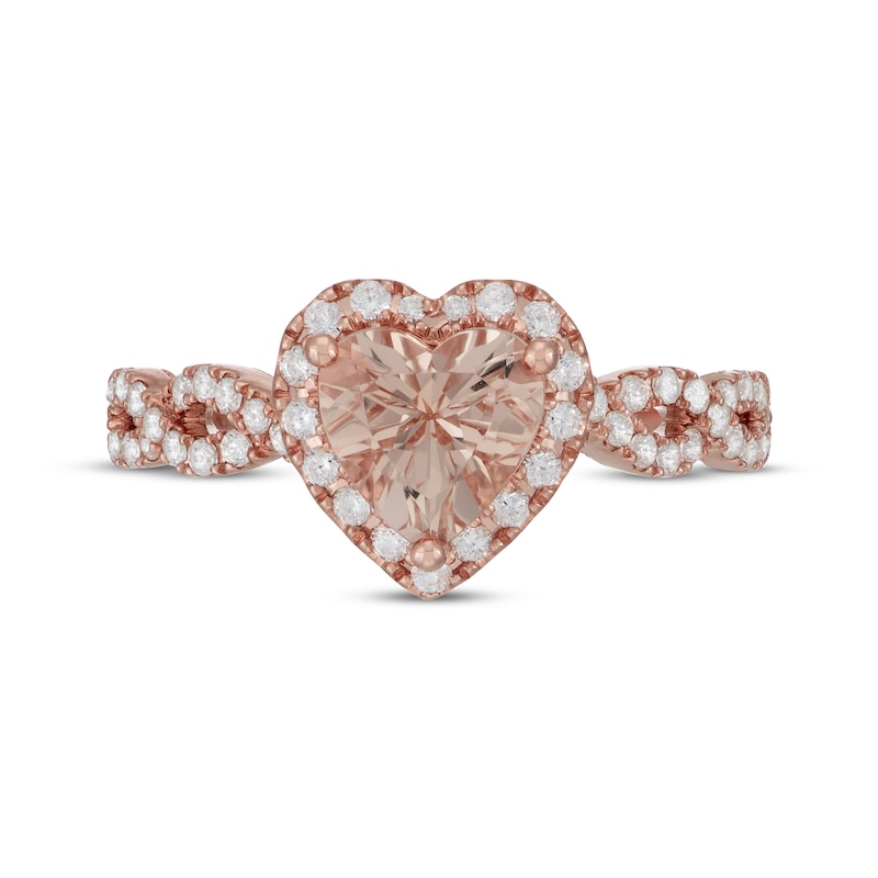 Main Image 3 of Neil Lane Heart-Shaped Morganite Engagement Ring 1/2 ct tw Diamonds 14K Rose Gold