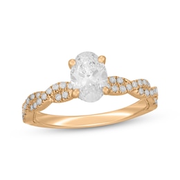 Neil Lane Artistry Oval-Cut Lab-Created Diamond Twist Shank Engagement Ring 1-1/3 ct tw 14K Yellow Gold