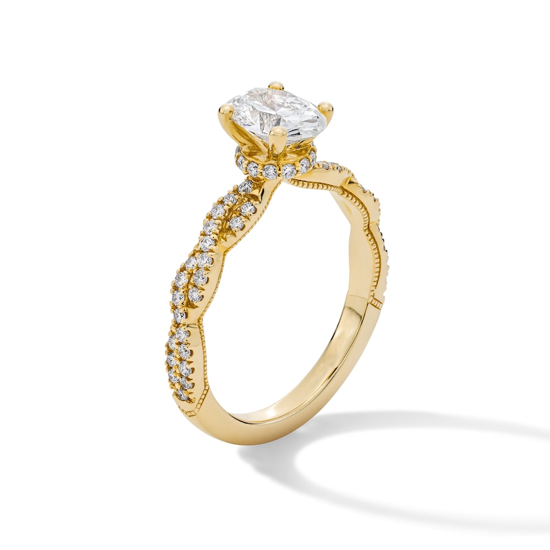 Main Image 3 of Neil Lane Artistry Oval-Cut Lab-Grown Diamond Twist Shank Engagement Ring 1-1/3 ct tw 14K Yellow Gold