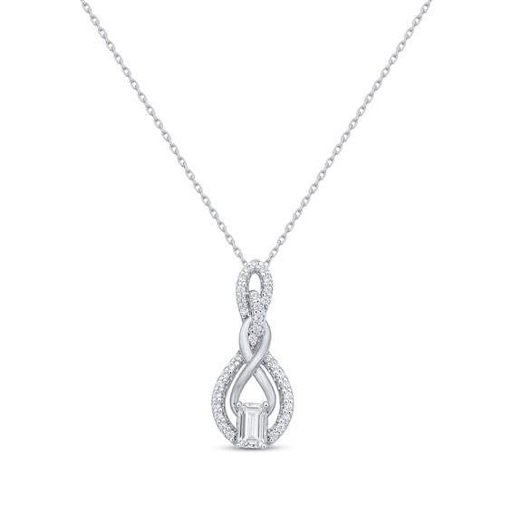 Lab-Created Diamonds by KAY Emerald-Cut Infinity Swirl Necklace 1/2 ct tw 14K White Gold 18"