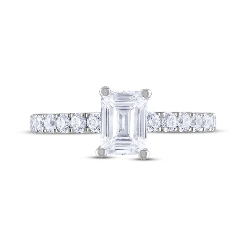 THE LEO Diamond Emerald & Round-Cut Engagement Ring 1-3/8 ct tw 14K White Gold
