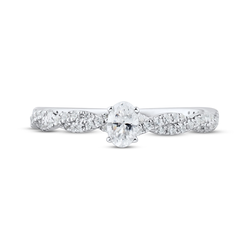 Oval-Cut Diamond Twist Engagement Ring 1/2 ct tw 14K White Gold