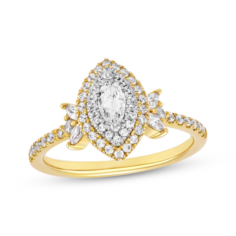 Main Image 1 of Adore Marquise-Cut Diamond Engagement Ring 3/4 ct tw 14K Two-Tone Gold