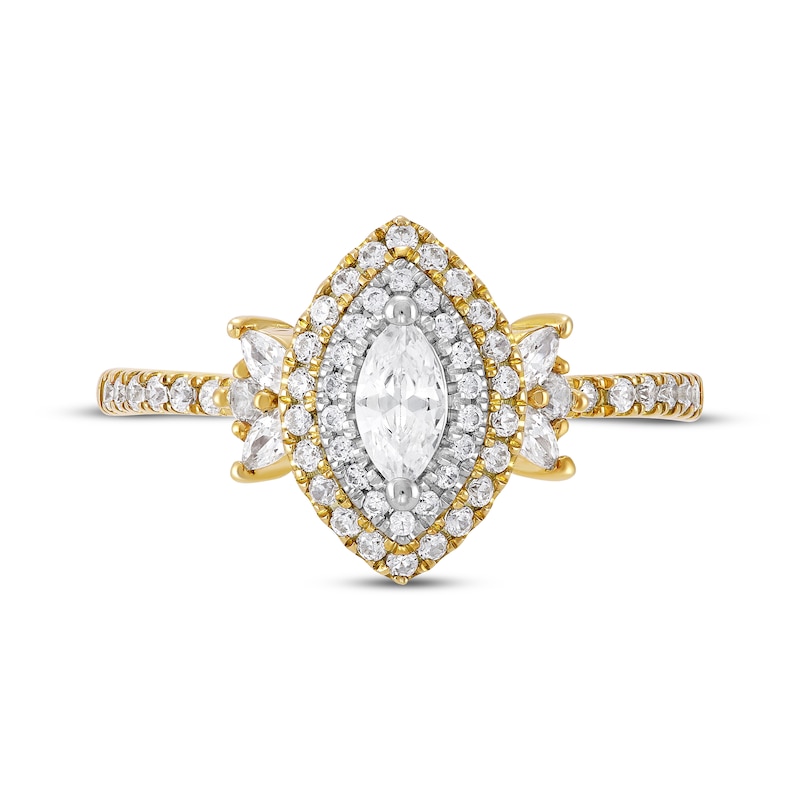 Main Image 3 of Adore Marquise-Cut Diamond Engagement Ring 3/4 ct tw 14K Two-Tone Gold