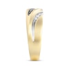 Thumbnail Image 2 of Men's Black & White Diamond Sculpted Wedding Band 1/4 ct tw 10K Yellow Gold