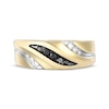 Thumbnail Image 4 of Men's Black & White Diamond Sculpted Wedding Band 1/4 ct tw 10K Yellow Gold