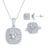 Thumbnail Image 1 of Round-Cut White Lab-Created Sapphire Cushion Frame Gift Set Sterling Silver