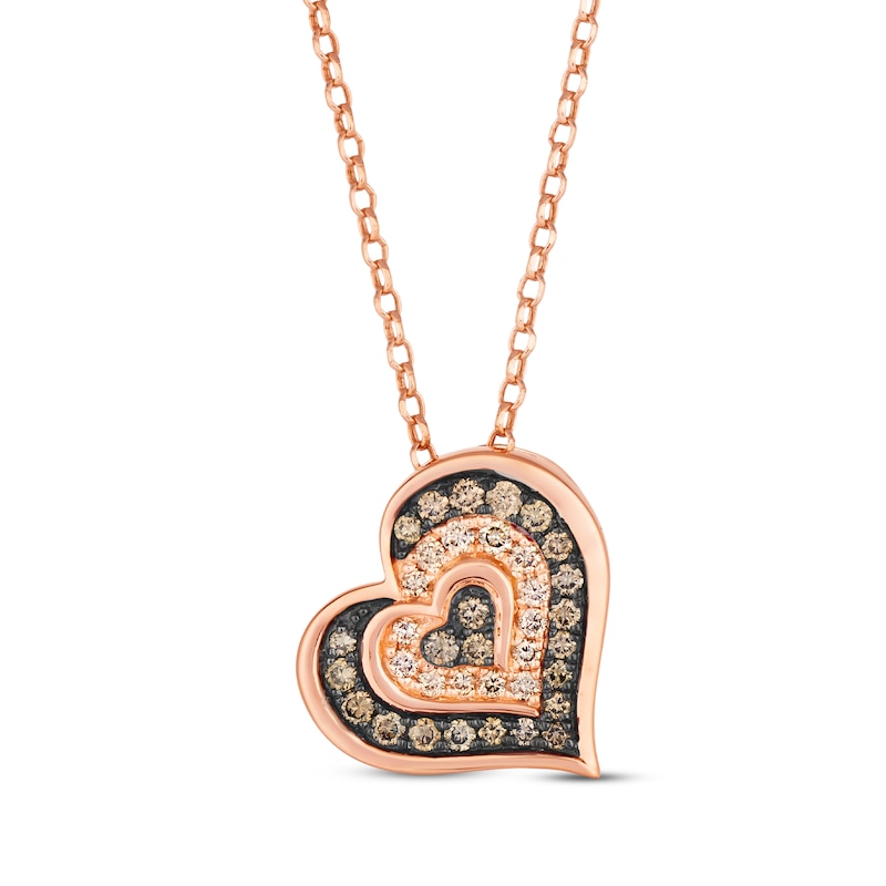 Main Image 1 of Le Vian Diamond Heart Necklace 1/2 ct tw 14K Strawberry Gold 19"