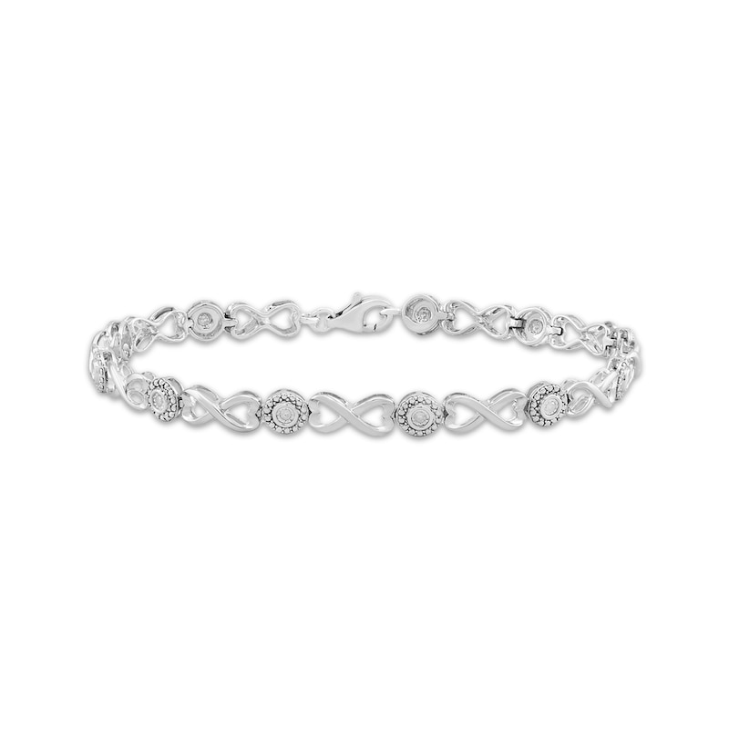 Main Image 1 of Diamond Infinity Loop Link Bracelet 1/10 ct tw Sterling Silver 7.5&quot;