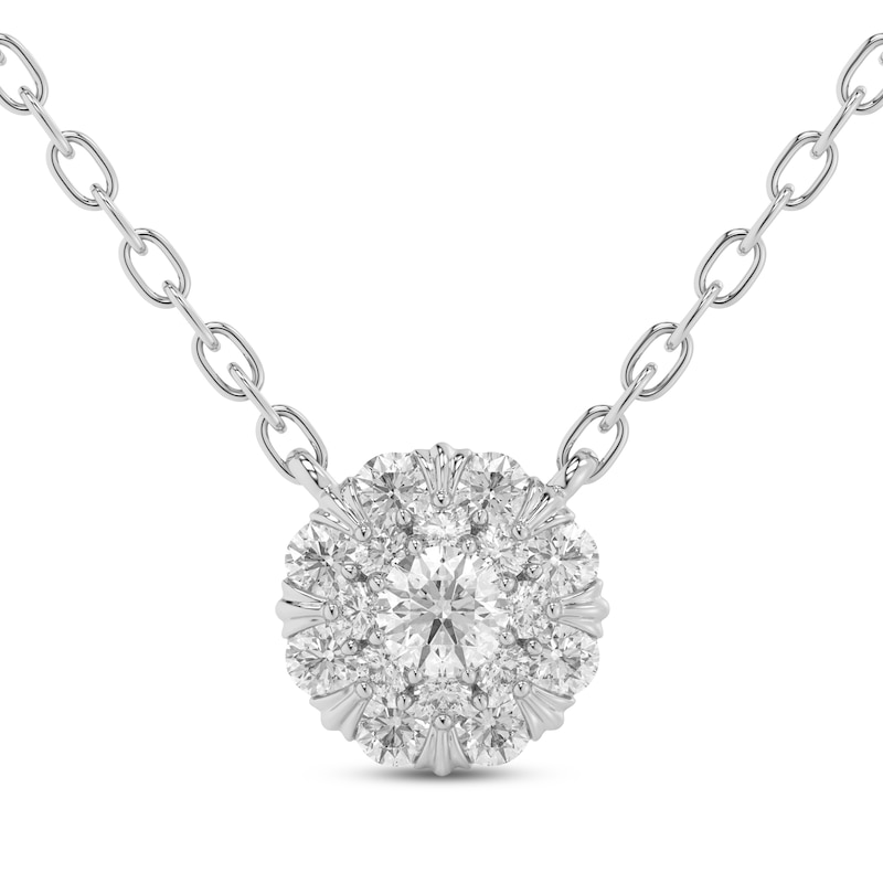 Main Image 1 of Multi-Diamond Circle Necklace 1/4 ct tw 14K White Gold 18"