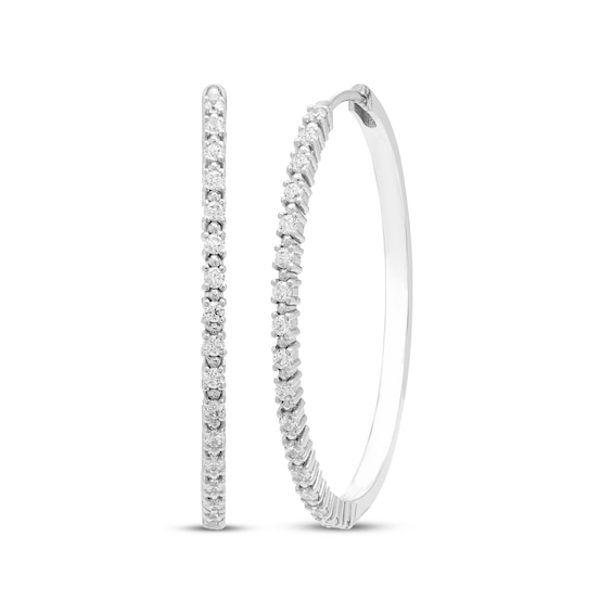 Diamond Hoop Earrings 1/2 ct tw Sterling Silver 35mm