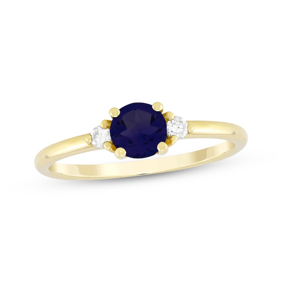 Natural Blue Sapphire & Diamond Ring 1/15 ct tw 10K Yellow Gold