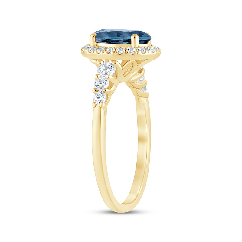 Main Image 2 of Oval-Cut London Blue Topaz & Diamond Engagement Ring 3/8 ct tw 14K Yellow Gold