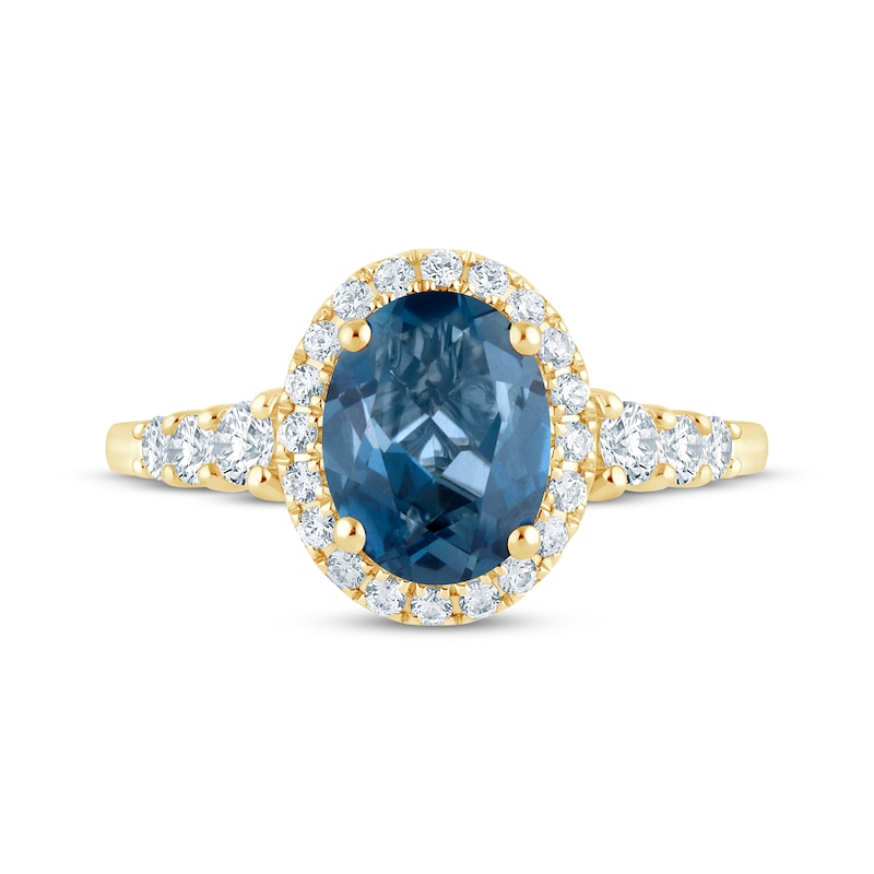 Main Image 3 of Oval-Cut London Blue Topaz & Diamond Engagement Ring 3/8 ct tw 14K Yellow Gold